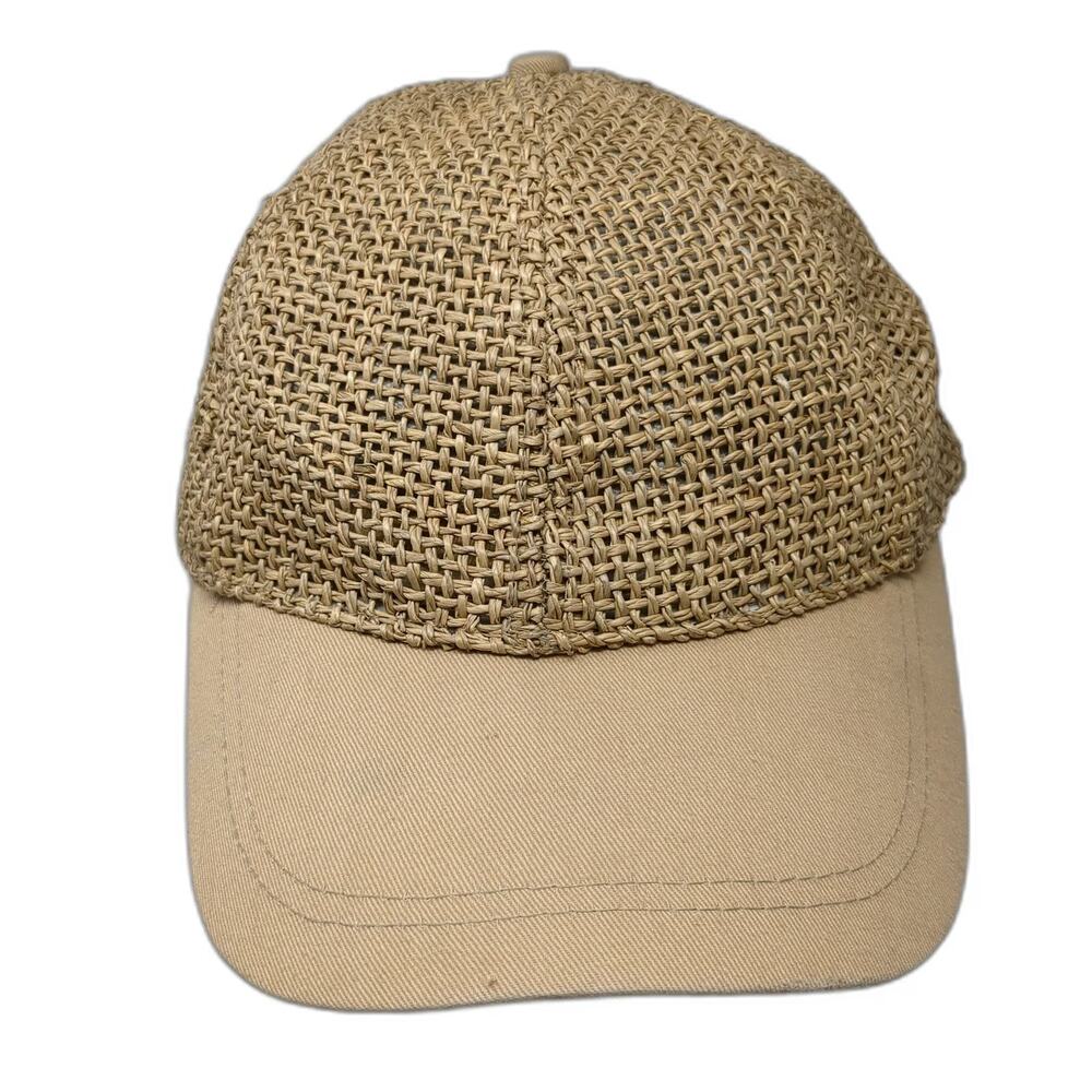 Weatherproof Baseball Cap Brown One Size Straw Woven Breathable Cotton Brim Hat